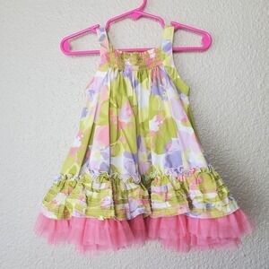 Cherokee Baby Girls Green Pink Floral Sleeveless Party Dress Size 18 Months‎